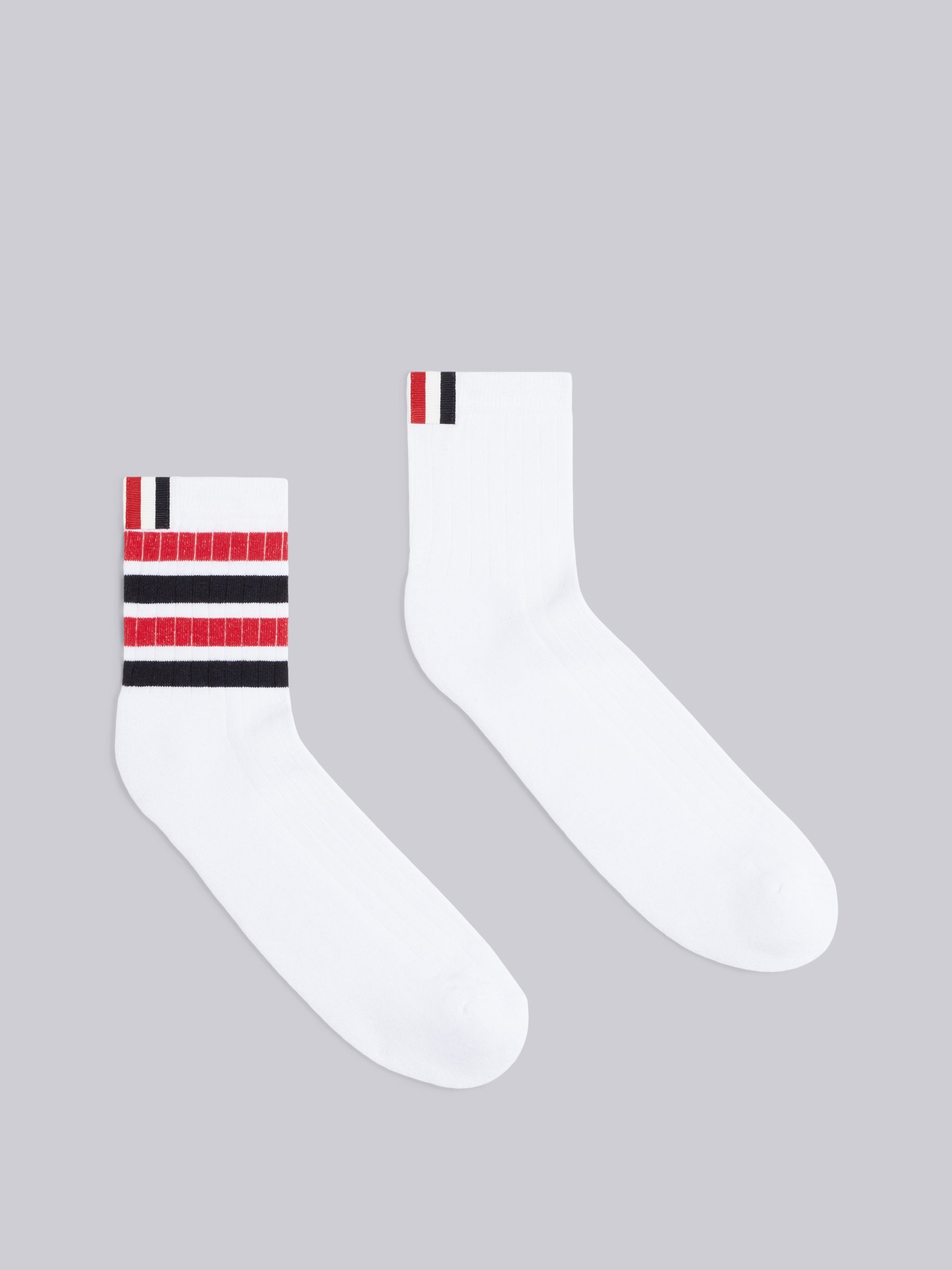 White Cotton Ankle RWB 4-Bar Socks - 1