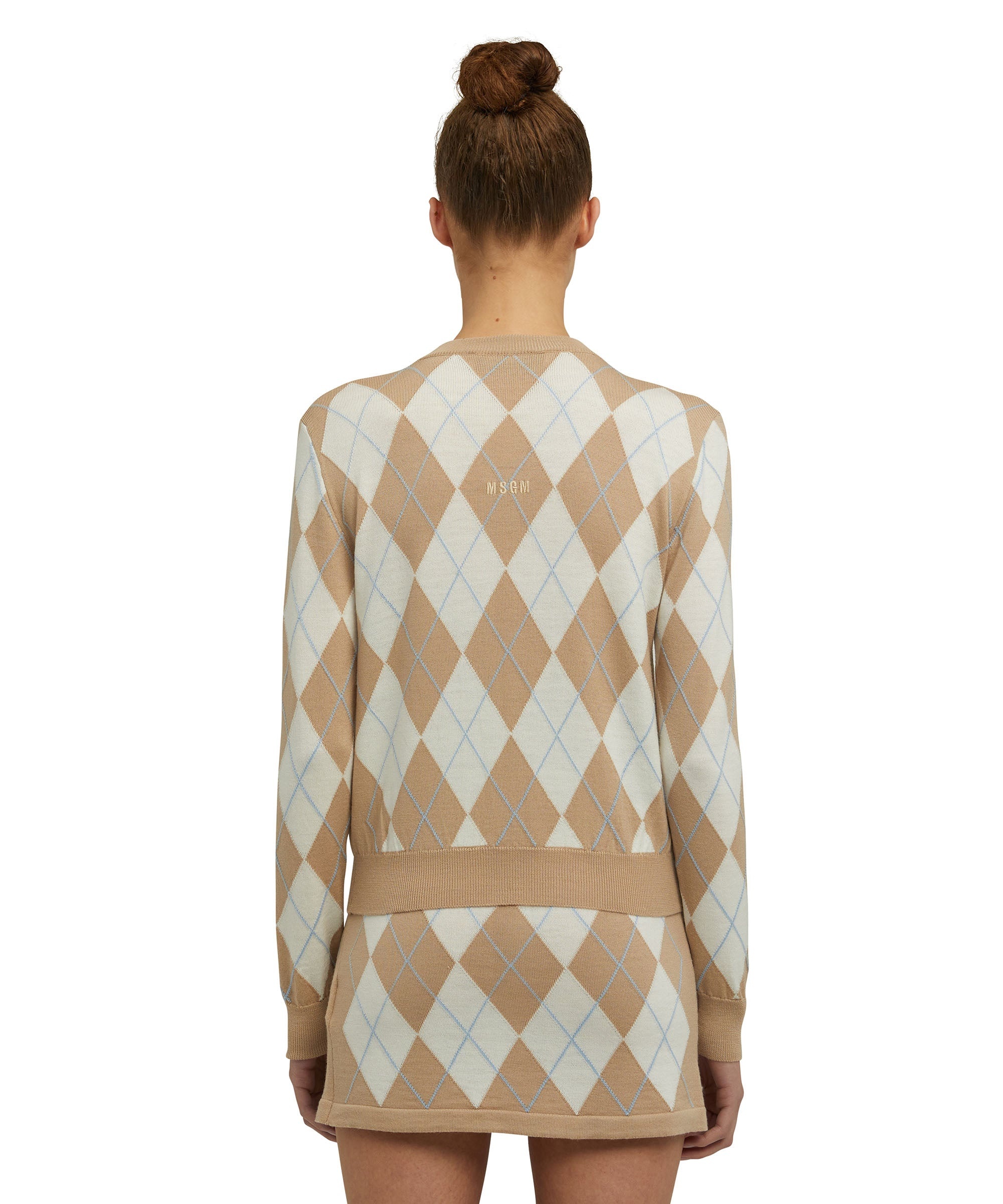 Vrigin wool cardigan with "Argyle" motif - 4