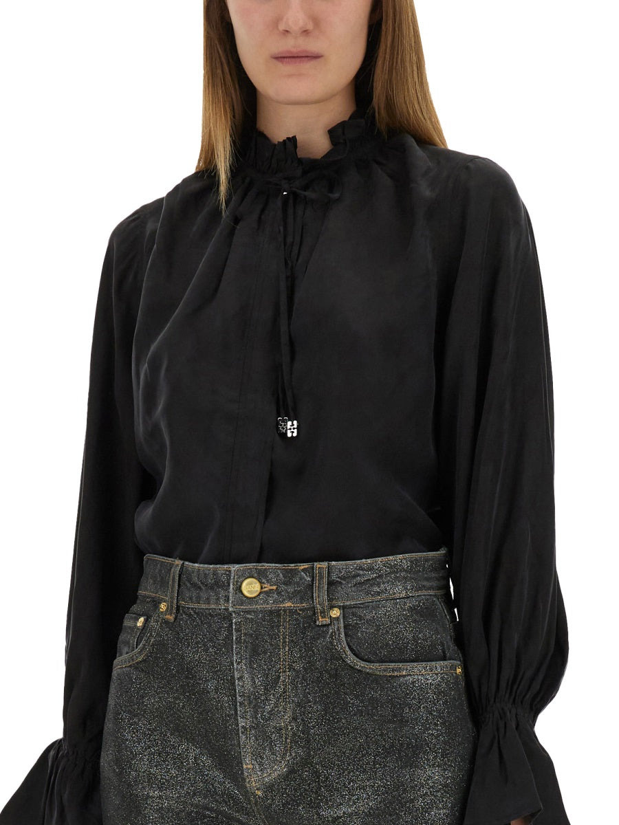 Ganni Women Fluid Cupro Shirt - 4