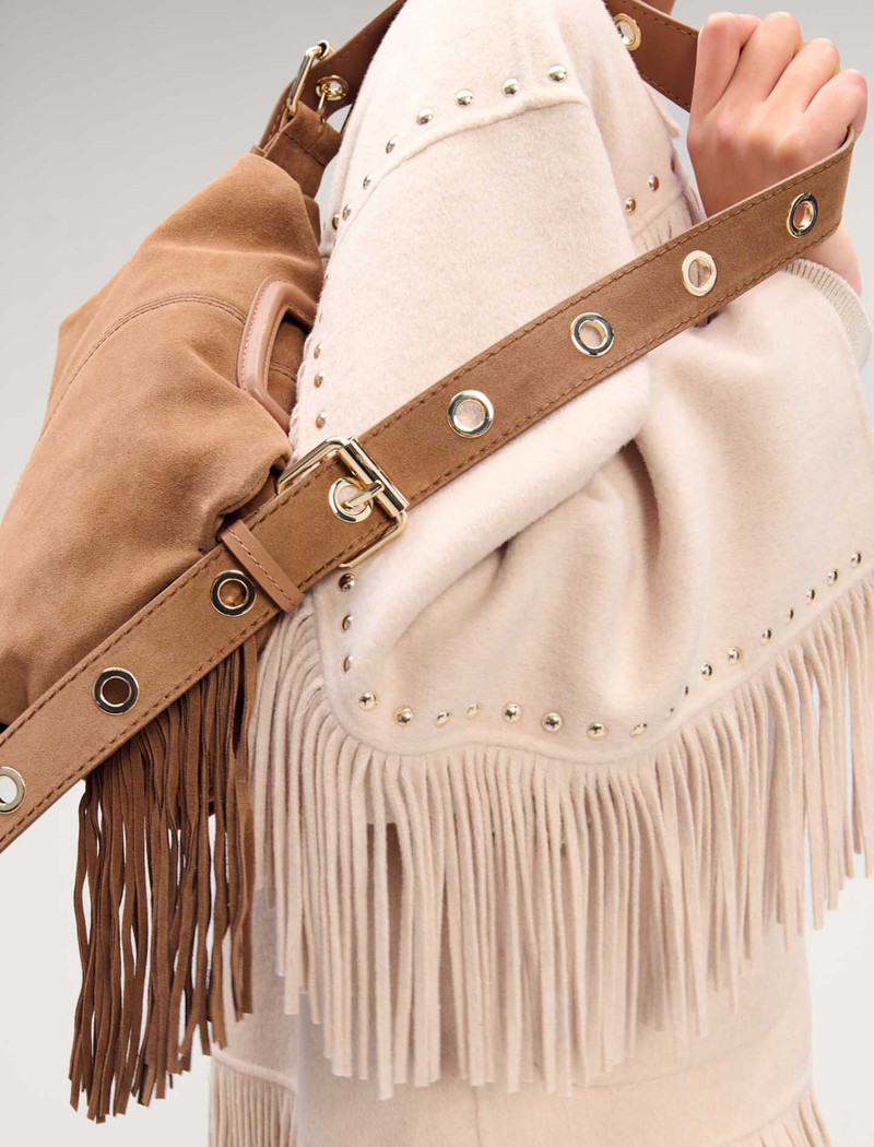 Double-breasted fringed coat 8