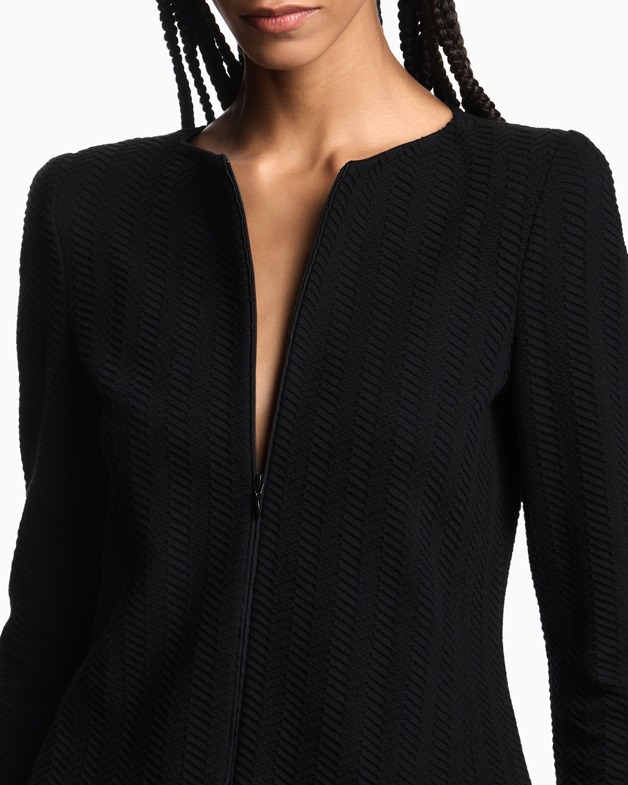 CHEVRON MOTIF JERSEY ZIP-UP JACKET - 5