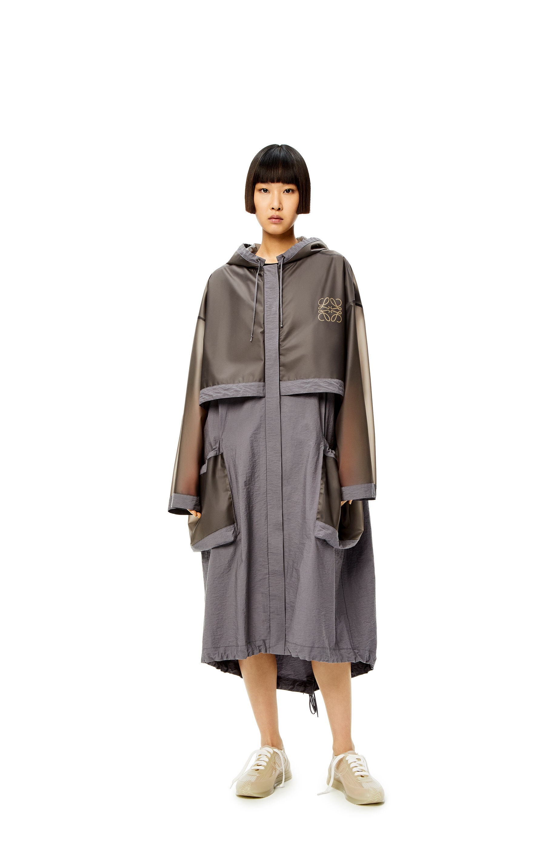 Long hooded parka in cotton and polyamide - 3