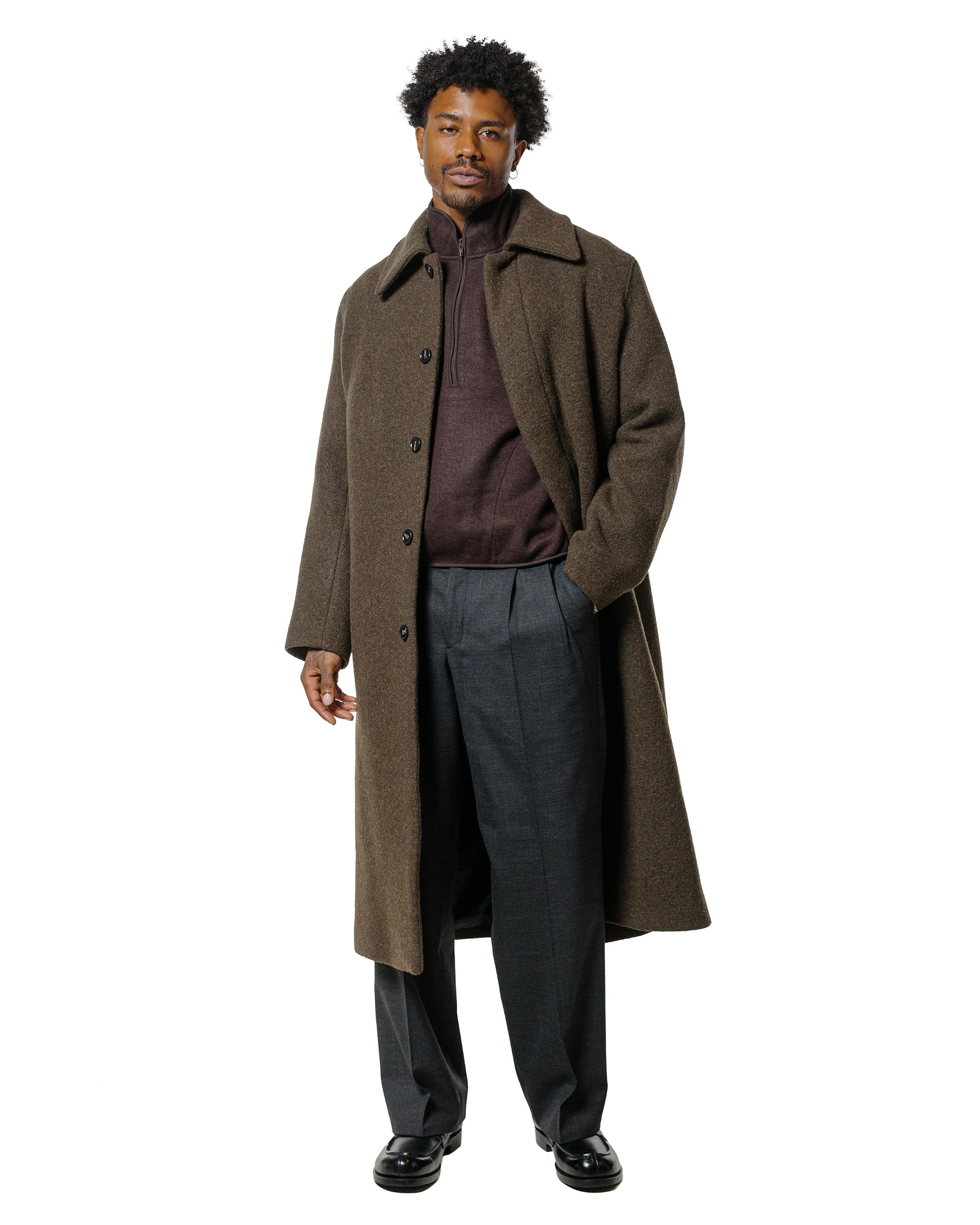 Wool Half Zip Brown - 4