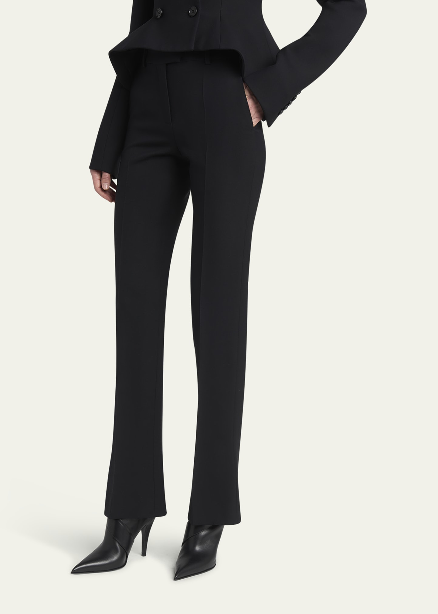 Wool-Silk Flare Trousers - 4