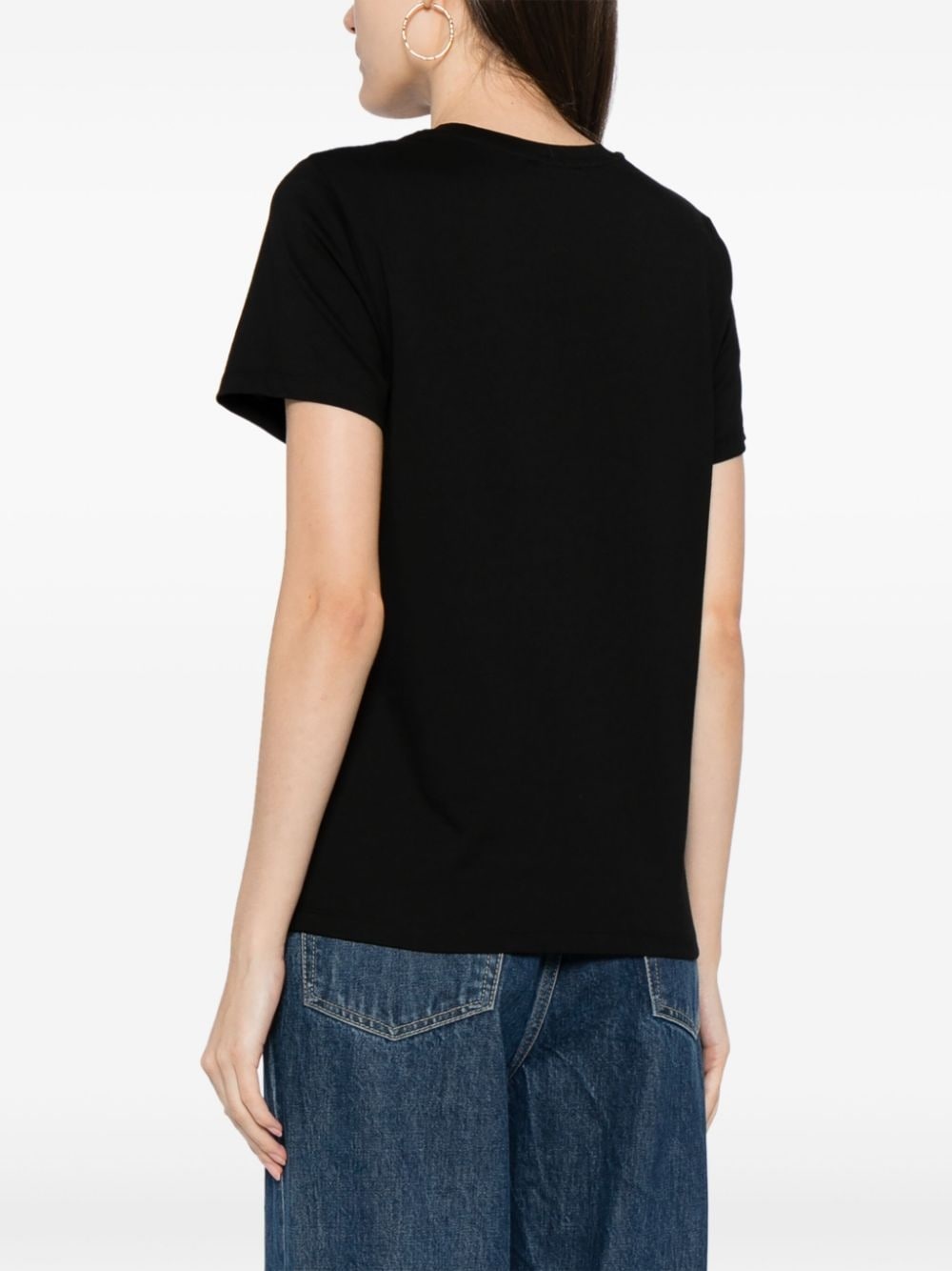 flocked-logo cotton T-shirt - 4