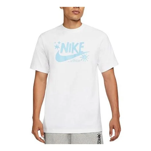 Men's Nike Minimalistic Alphabet Logo Printing Round Neck Sports Short Sleeve White T-Shirt DR7808-1 - 1
