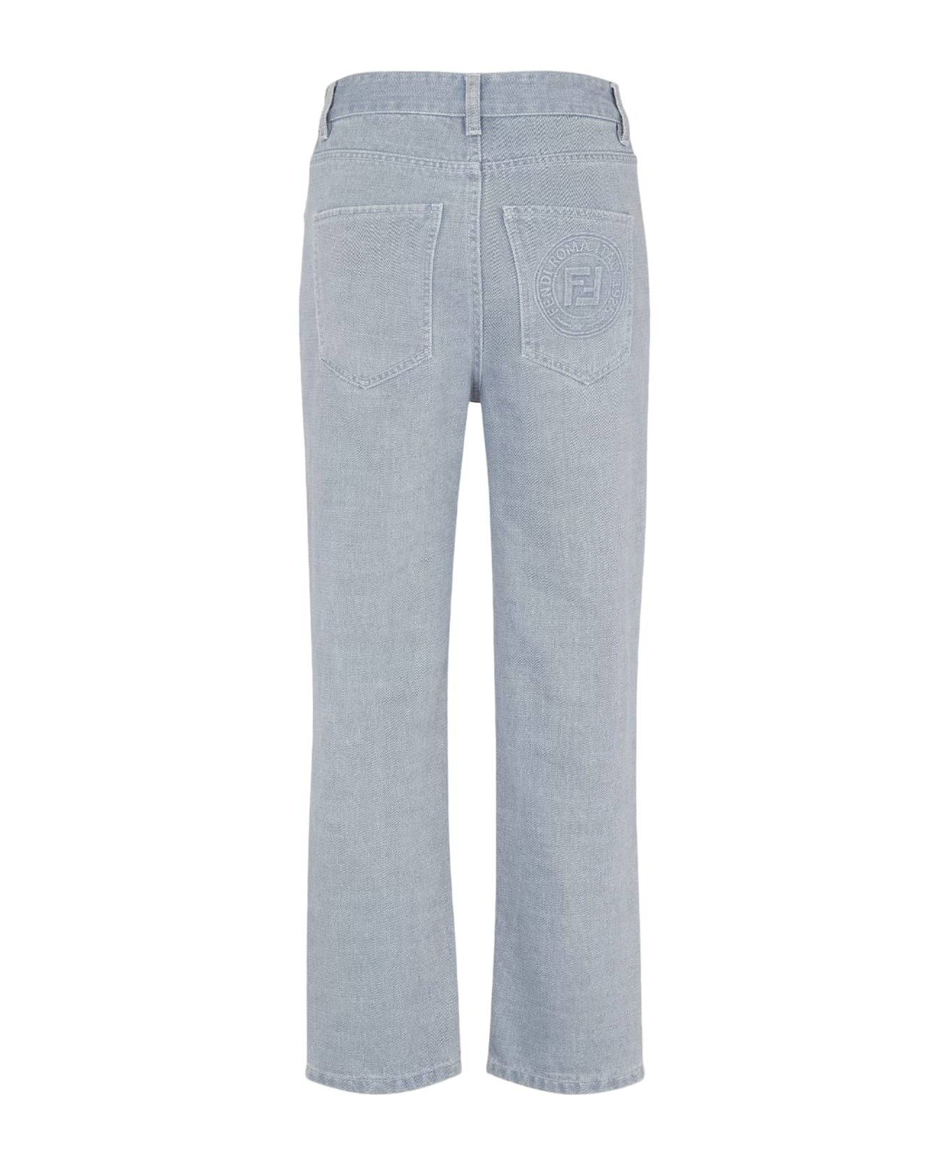 Light Denim Jeans With Embroidery - 2