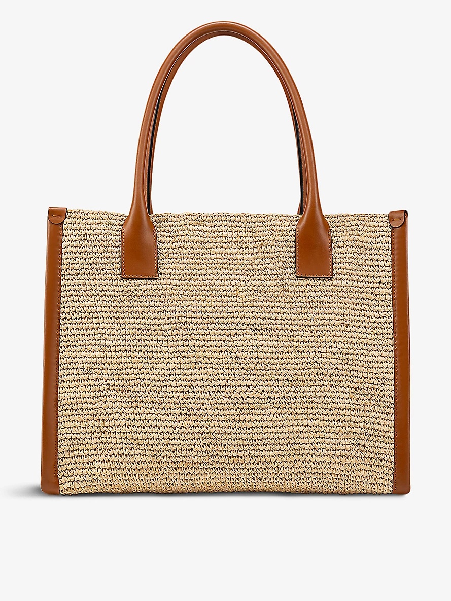 By My Side mini raffia and leather large tote bag - 4