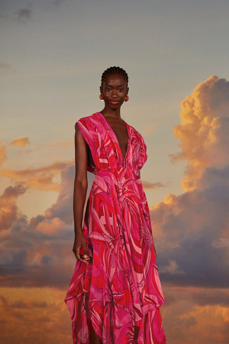 FARM RIO Red Endless Summer V Neck Midi Dress outlook