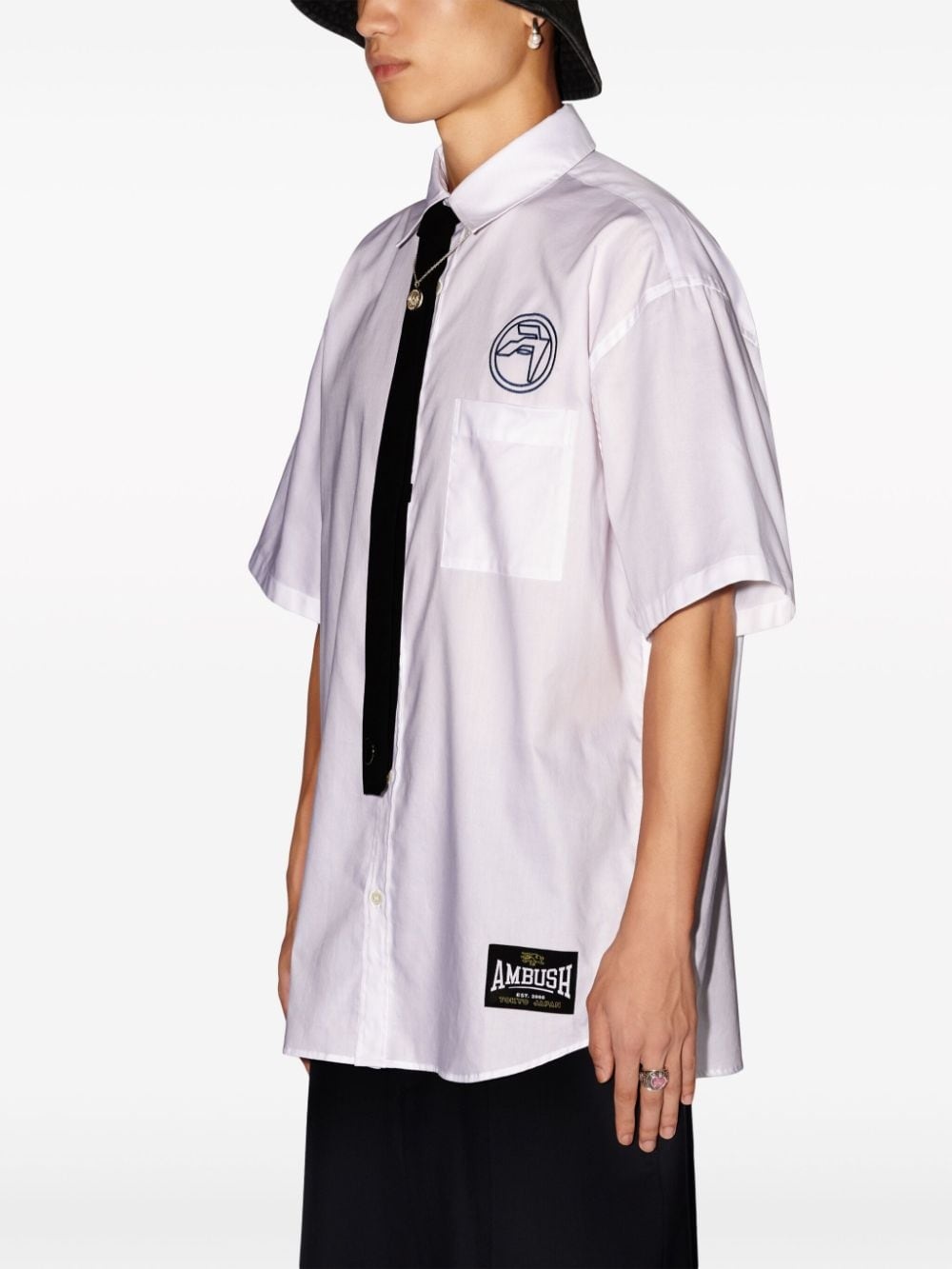 logo-embroidered cotton shirt - 5