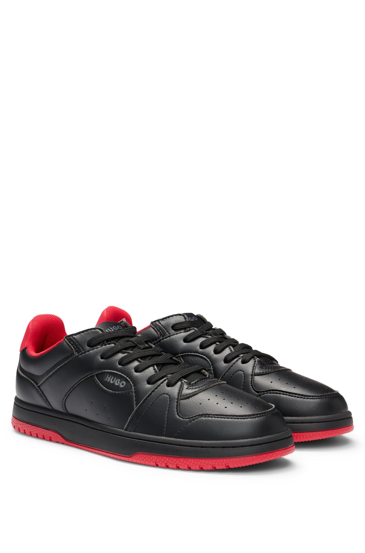 FAUX-LEATHER SNEAKERS WITH CONTRASTING DETAILS - 2