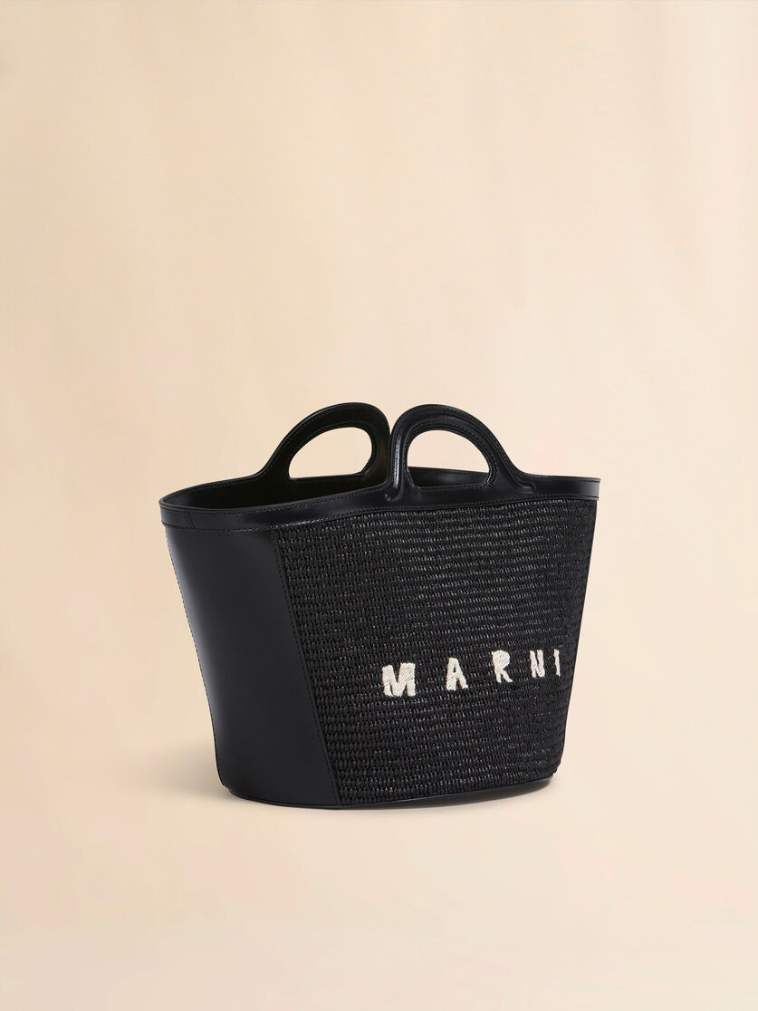 TROPICALIA SMALL BAG IN BLACK LEATHER AND RAFFIA - 6