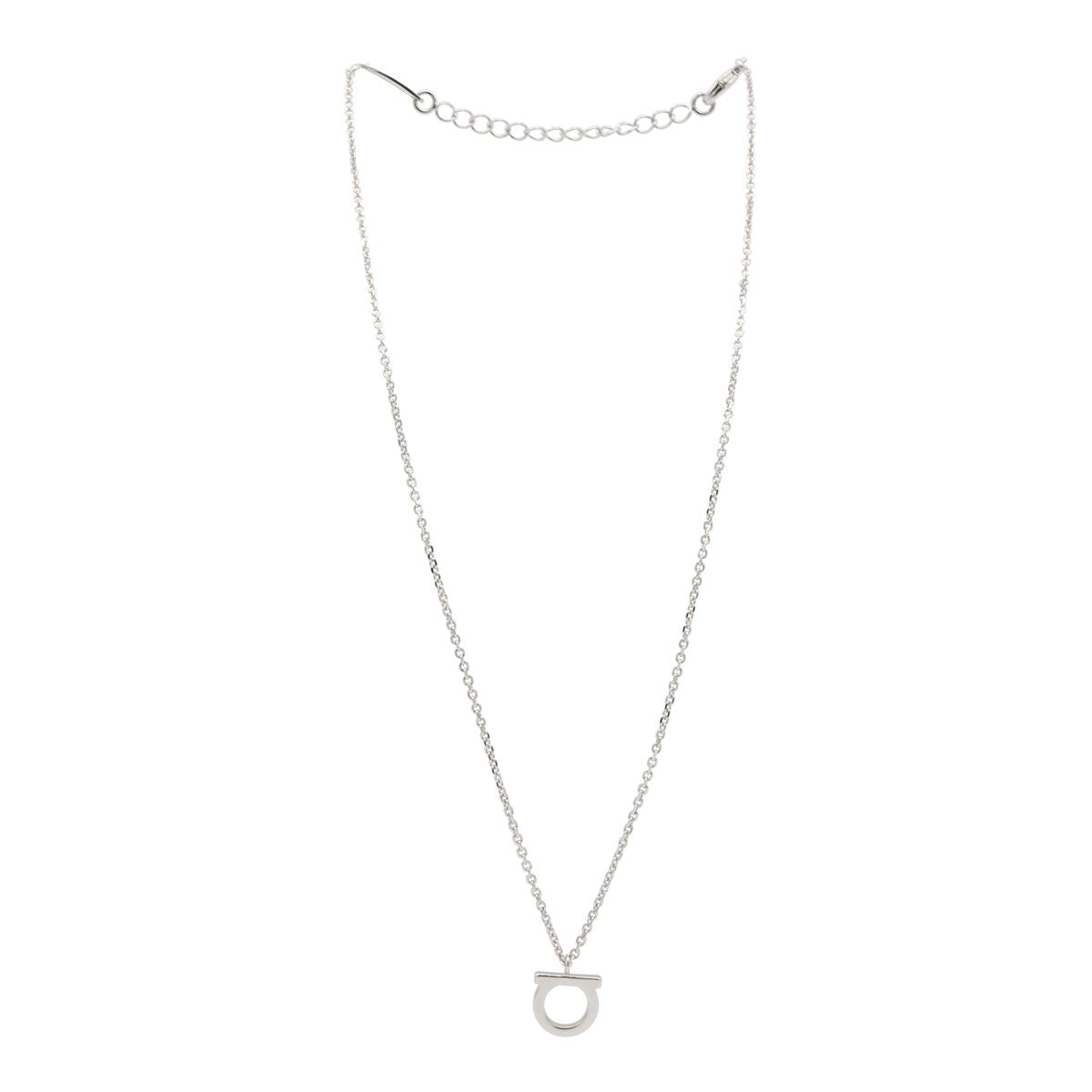 FERRAGAMO SILVER BRASS GANCINI NECKLACE - 1