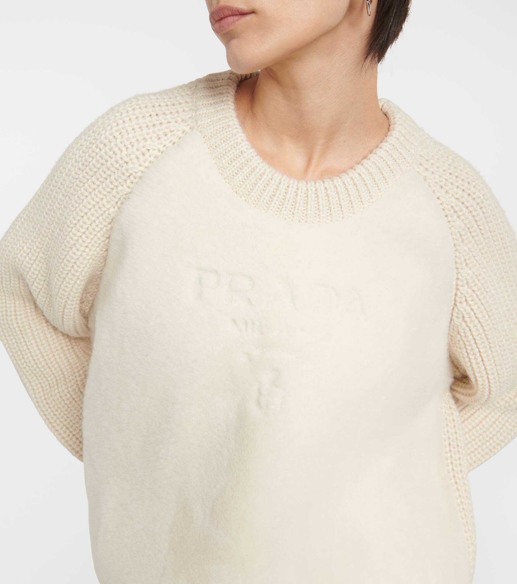 Shearling-trimmed alpaca sweater - 4