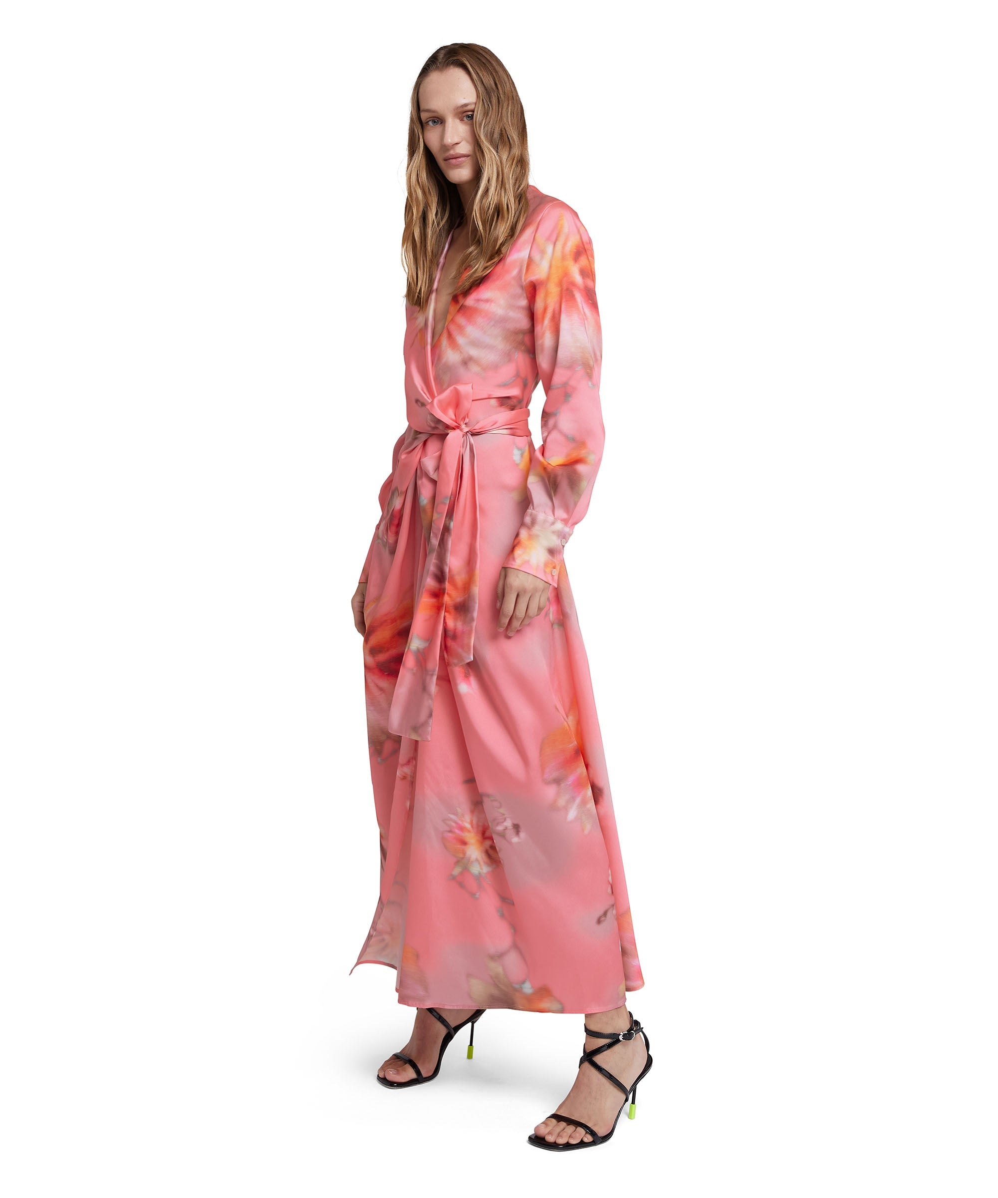Fluid fabric wrap dress with"desert flowers" print - 5