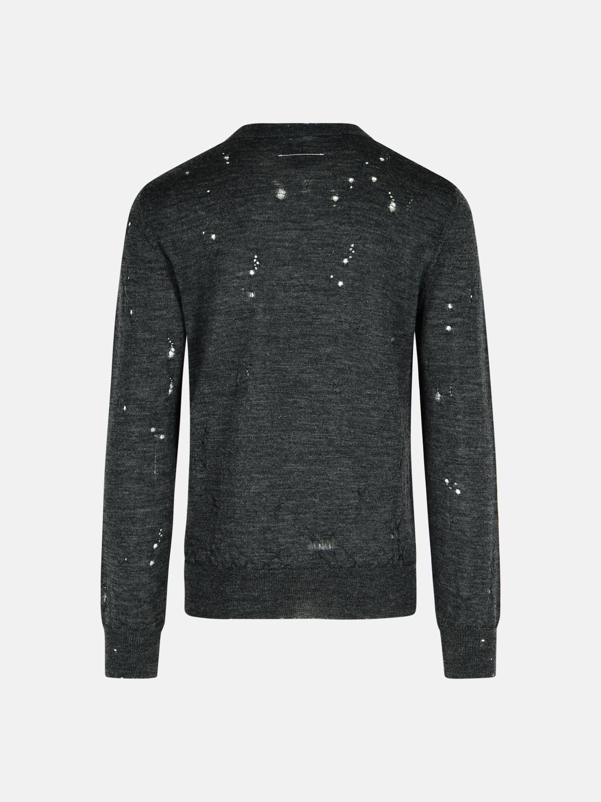 'NUMERIC' DARK GREY VIRGIN WOOL SWEATER - 3