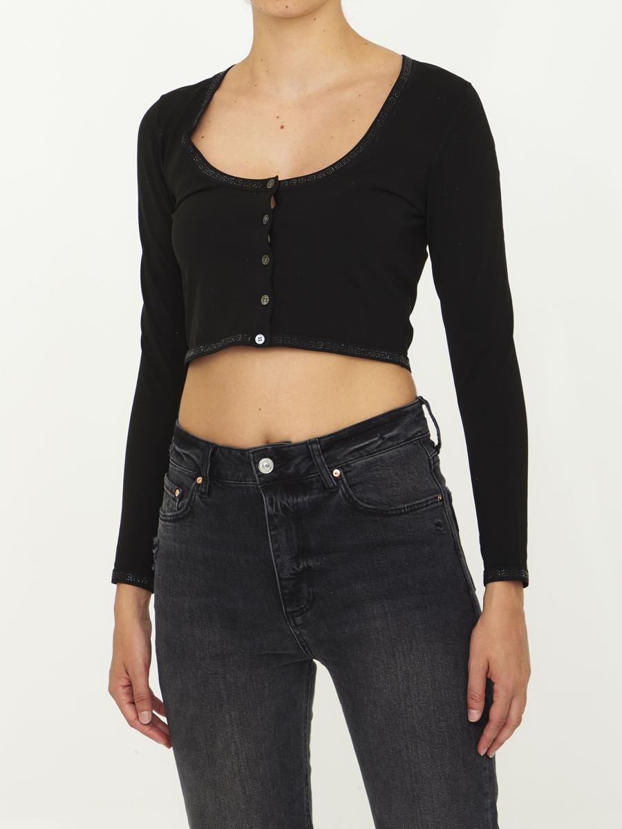 ALEXANDER WANG CROP CARDIGAN WITH CRYSTALS - 2