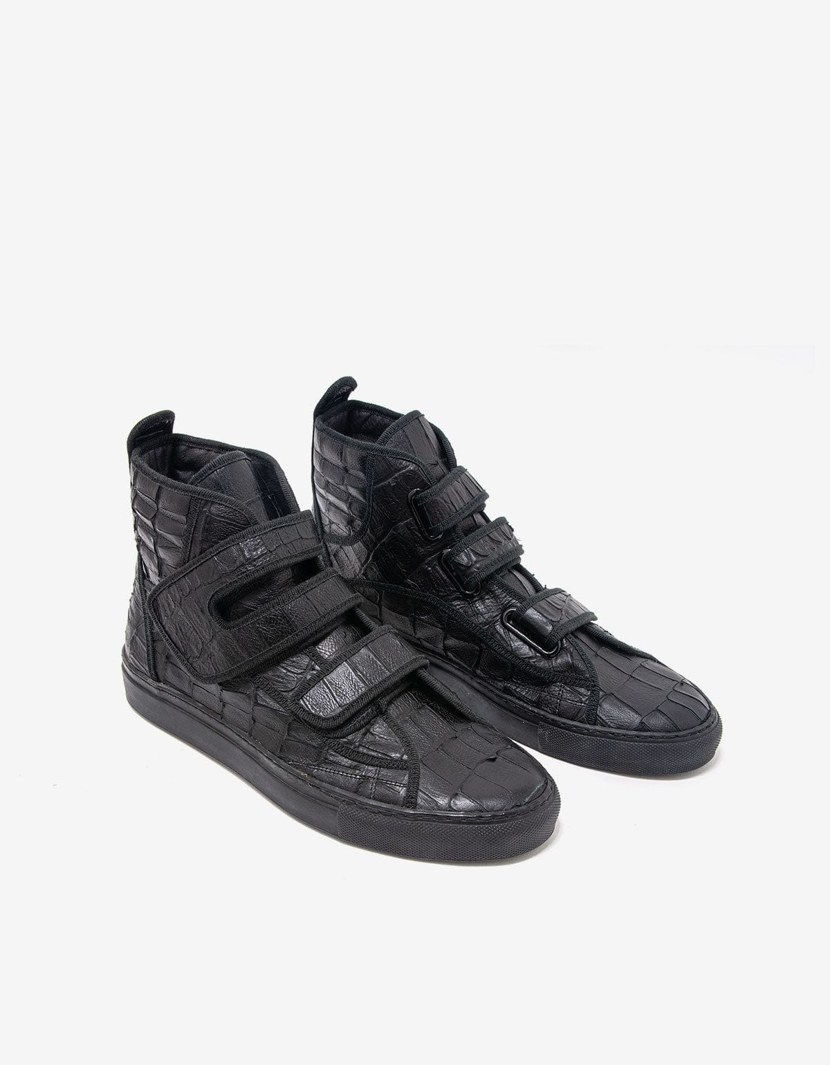 Raf Simons Black Croc Effect High Top Trainers - 1