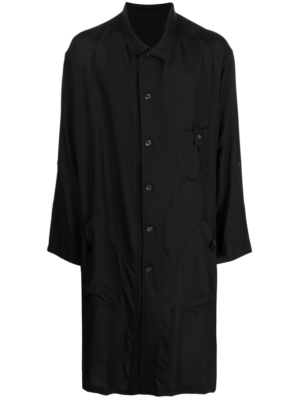 classic-collar front-fastening raincoat - 1
