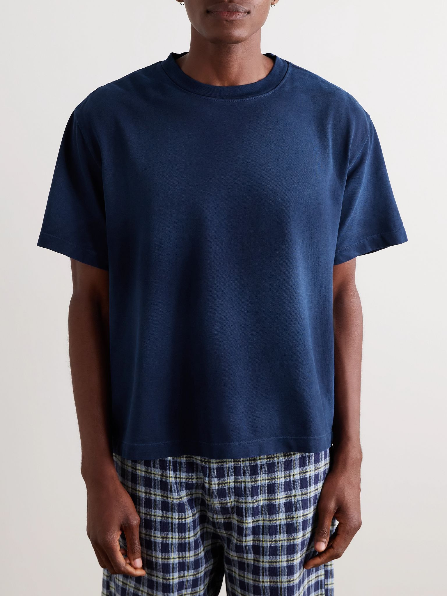 Sunbleached Cotton and Cashmere-Blend Jersey T-Shirt Navy - 3