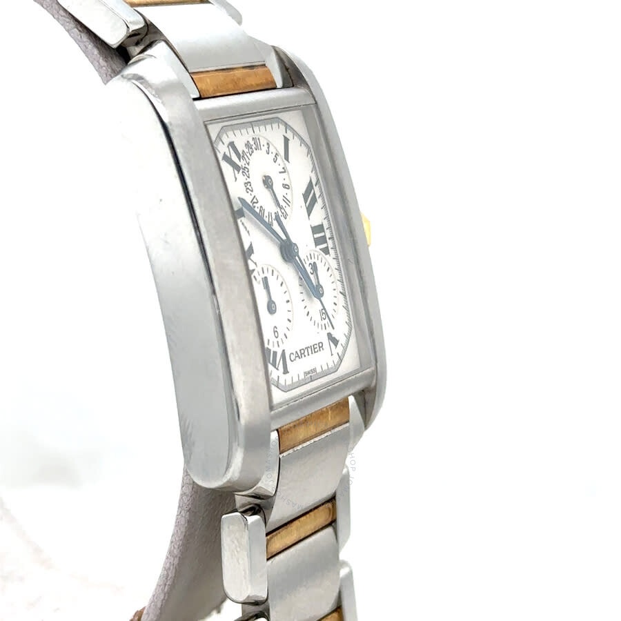 Pre-owned Cartier Tank Francaise Chronograph Quartz Silver Dial Men's Watch W51004Q4 - 3