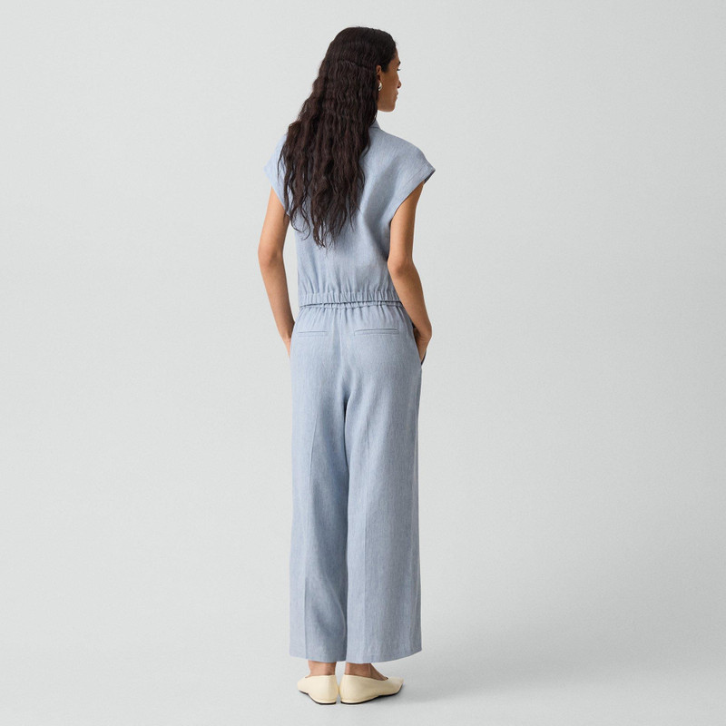 Theory Classic Straight Pull-On Pant in Fluid Linen outlook