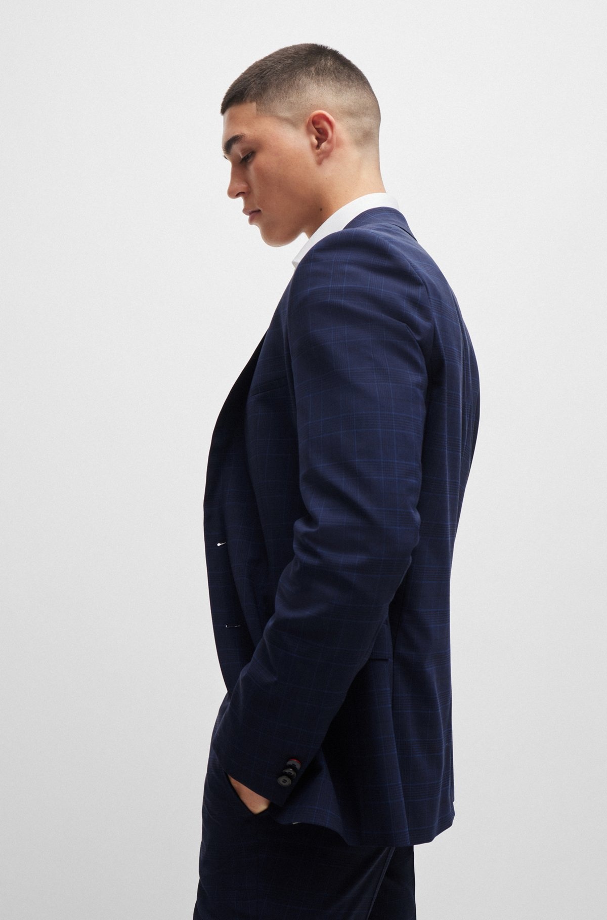 EXTRA-SLIM-FIT CHECKED SUIT IN PERFORMANCE-STRETCH FABRIC - 6