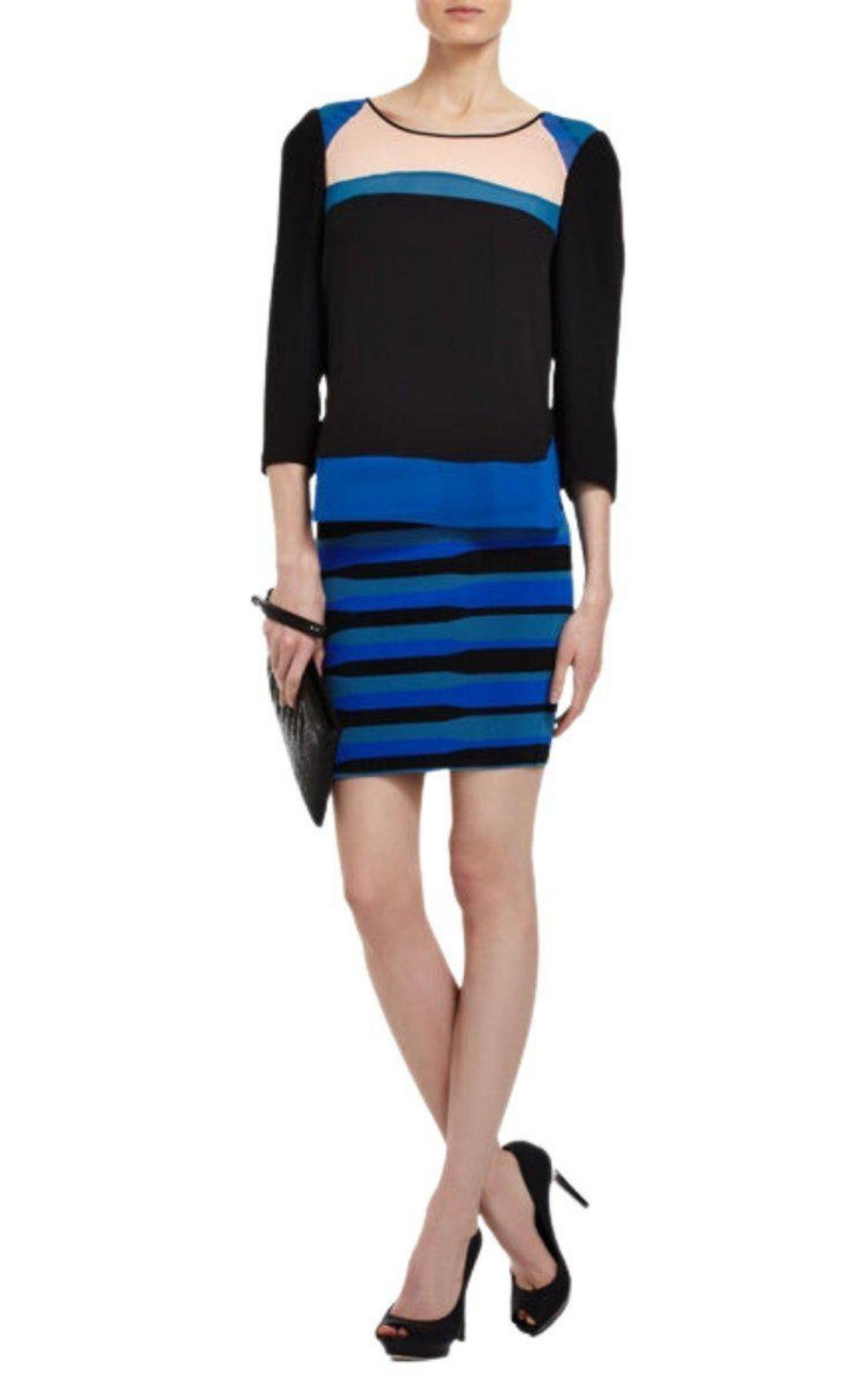 BCBGMAXAZRIA - Imari Uneven Striped Pencil Skirt - 2