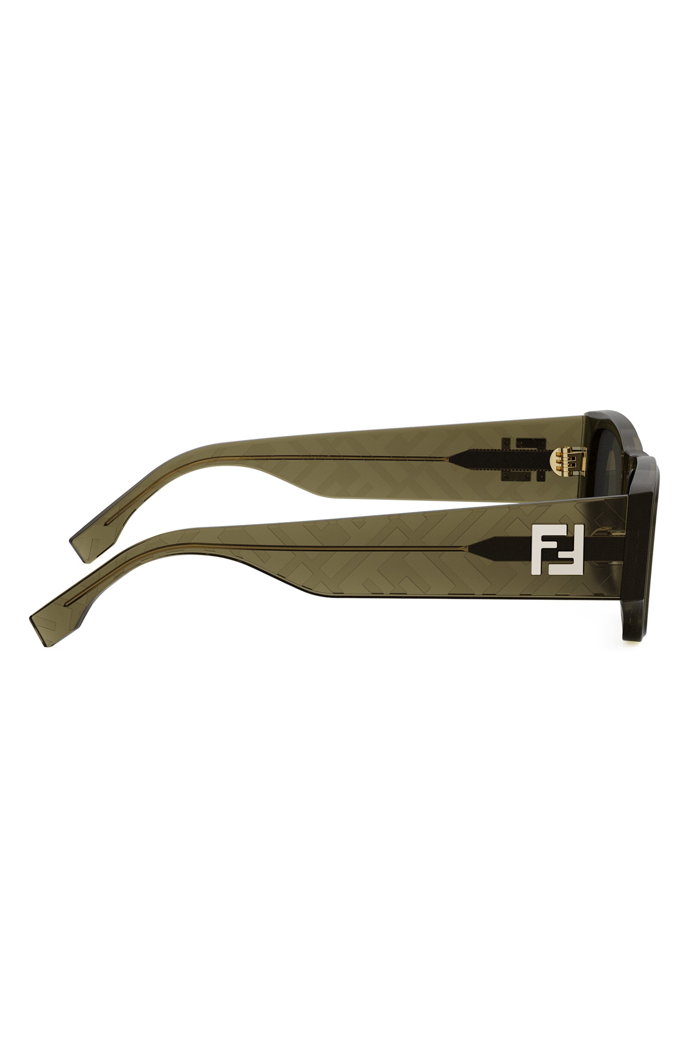 Fendi FF Squared 54mm Rectangular Sunglasses in Shiny Dark Green /Green at Nordstrom - 7
