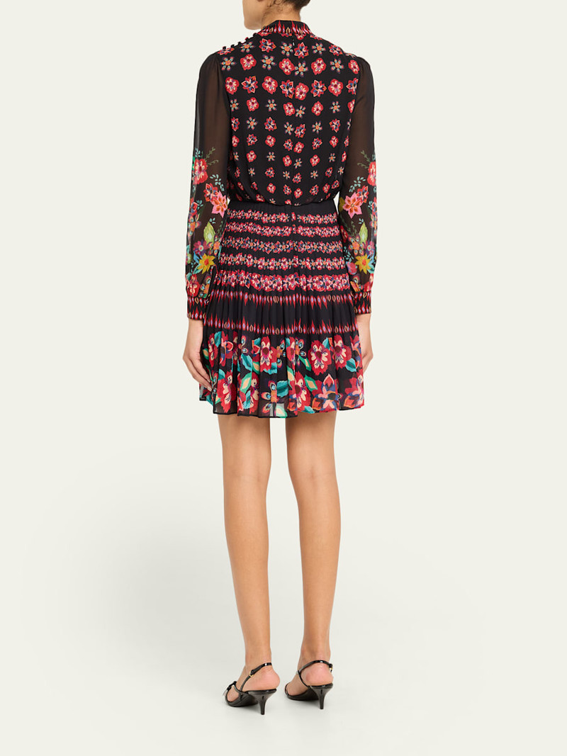 Isa Floral Silk Short Dress 3