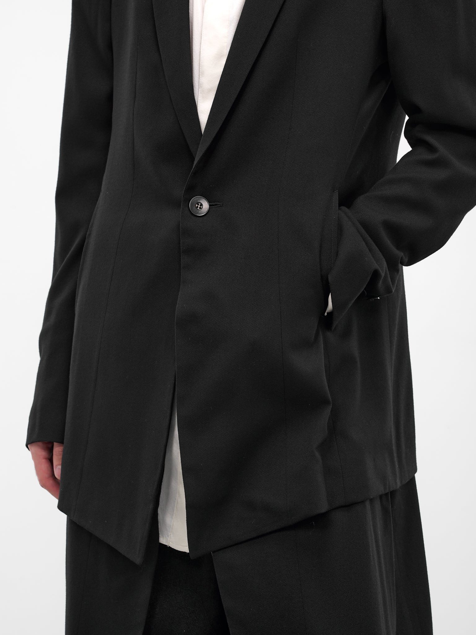 Black Tailored Wool-Viscose Blazer - 5