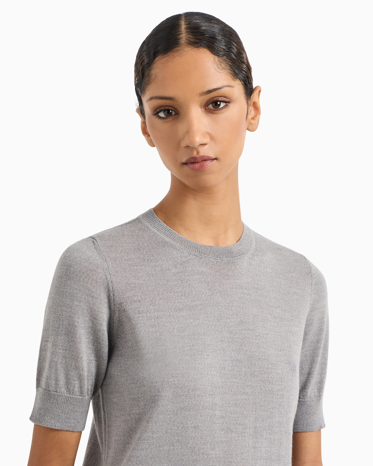 Short-sleeved jumper in plain-knit pure virgin wool - 5