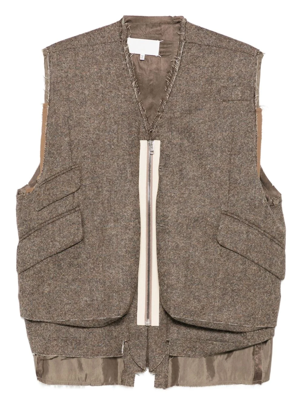 pocket-detail frayed-edge gilet - 1
