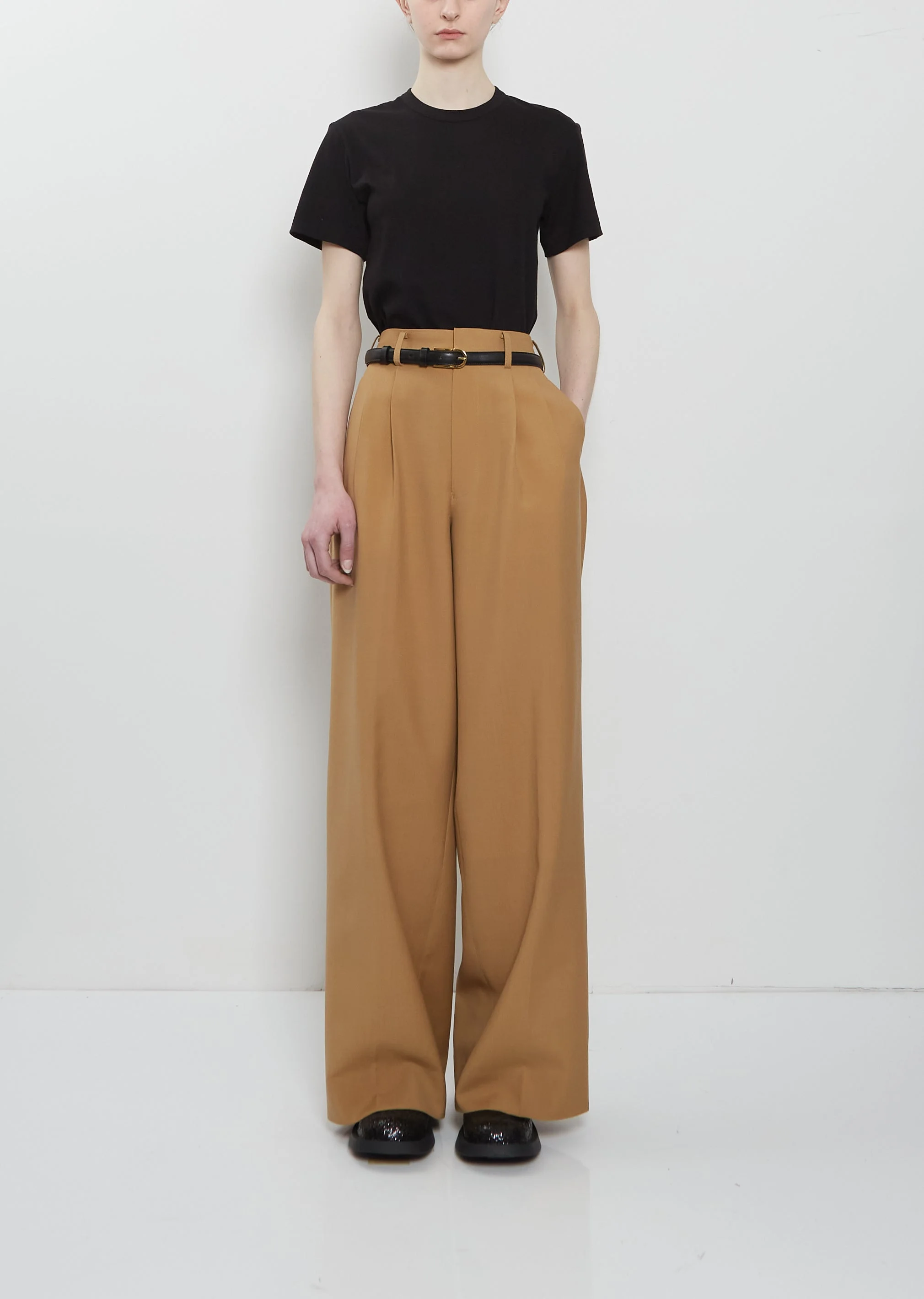 Wool Mohair Pleated Pant - 1