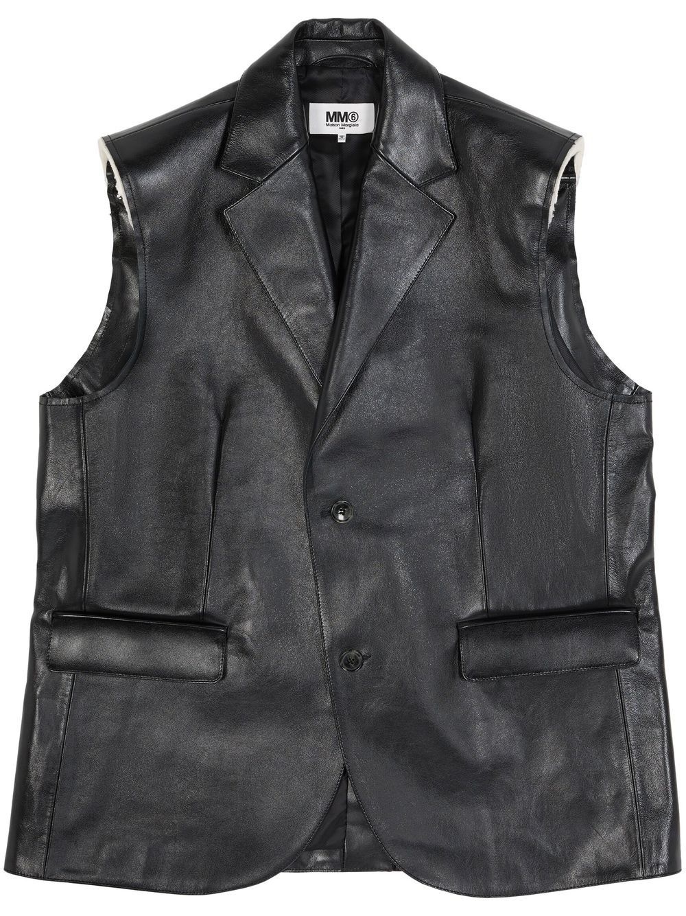 notched-lapel leather gilet - 1