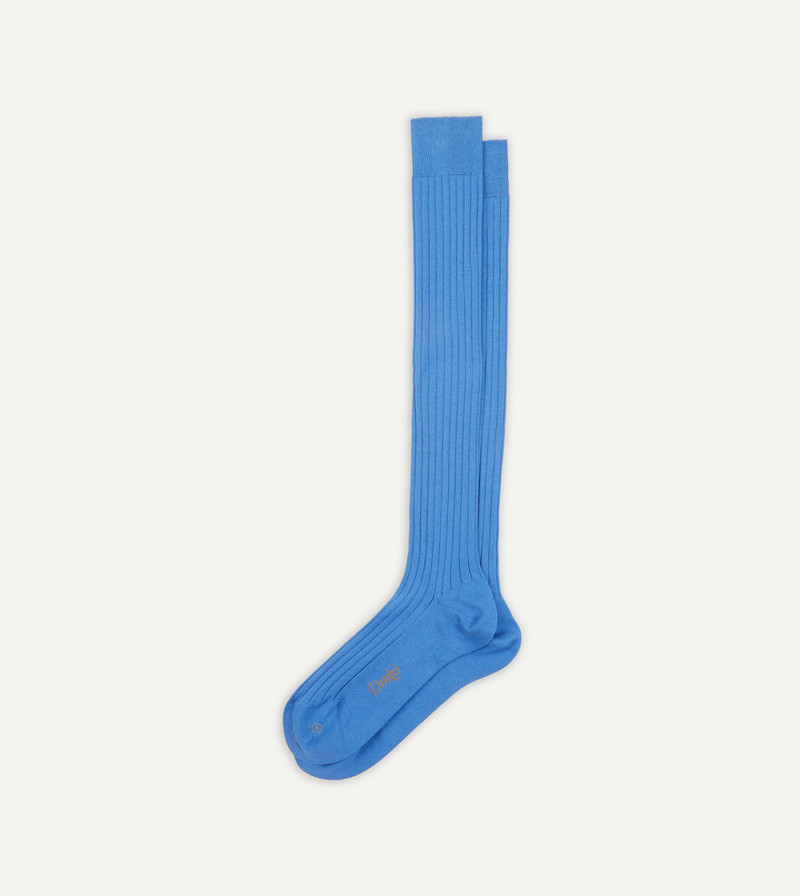 Sky Blue Cotton Over-the-Calf Socks 4