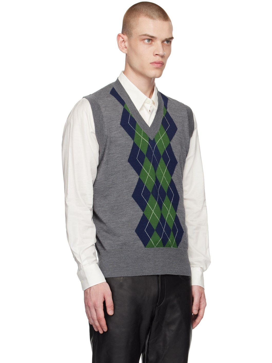 Gray Argyle Vest - 2