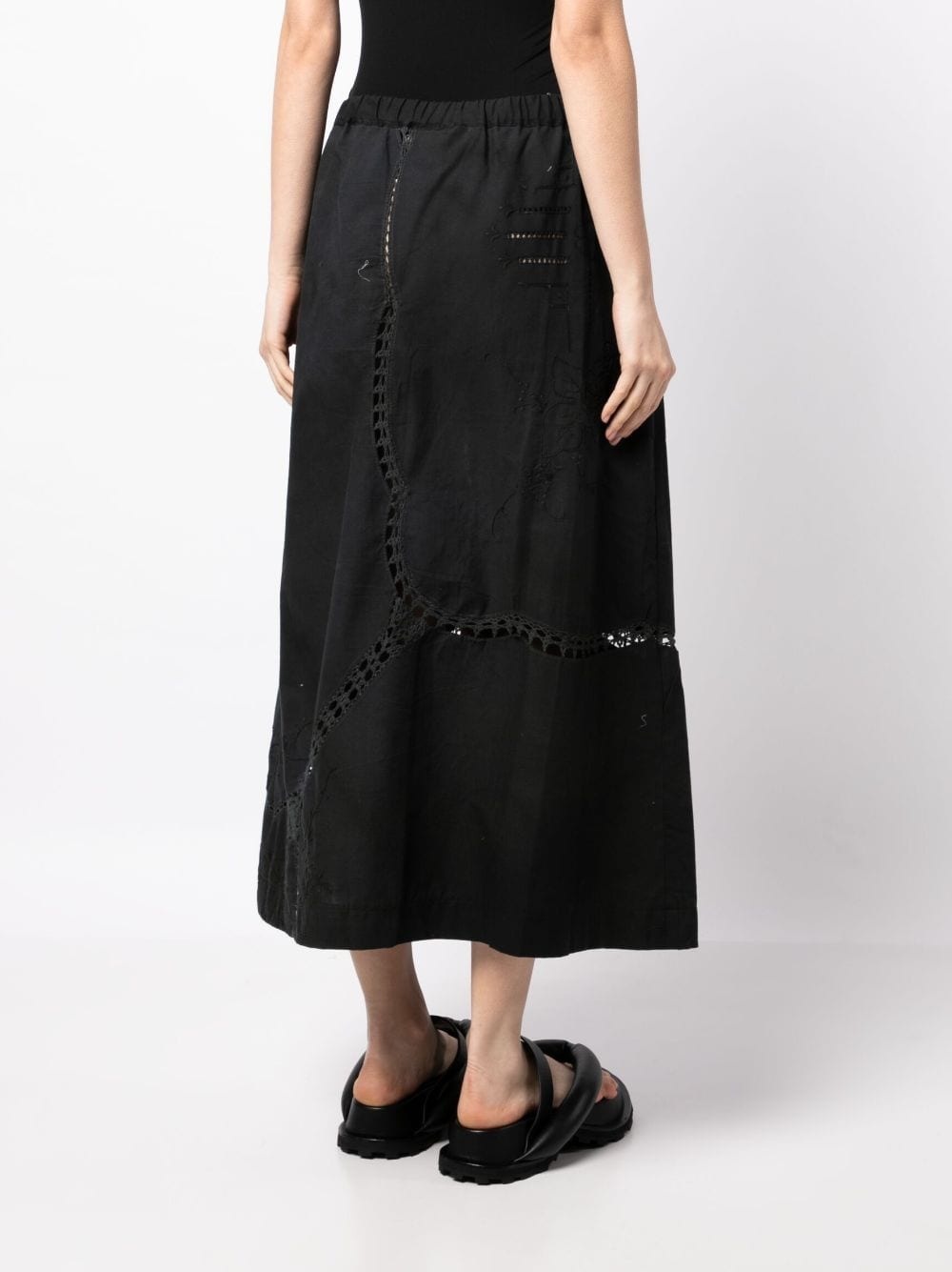 embroidered-detail cotton long skirt - 4