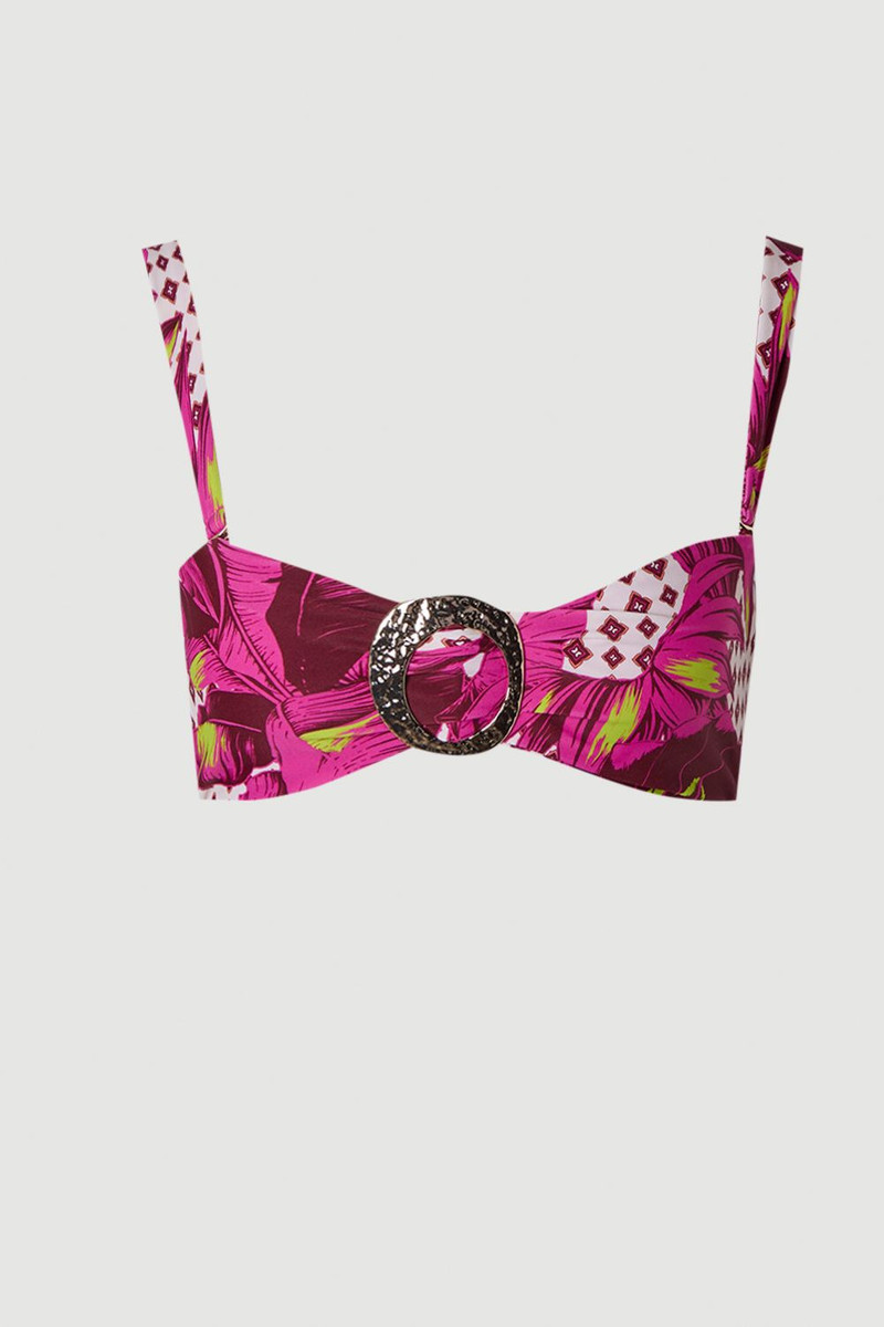 KAREN MILLEN Tropical Bandeau Metal Trim Detail Bikini Top outlook