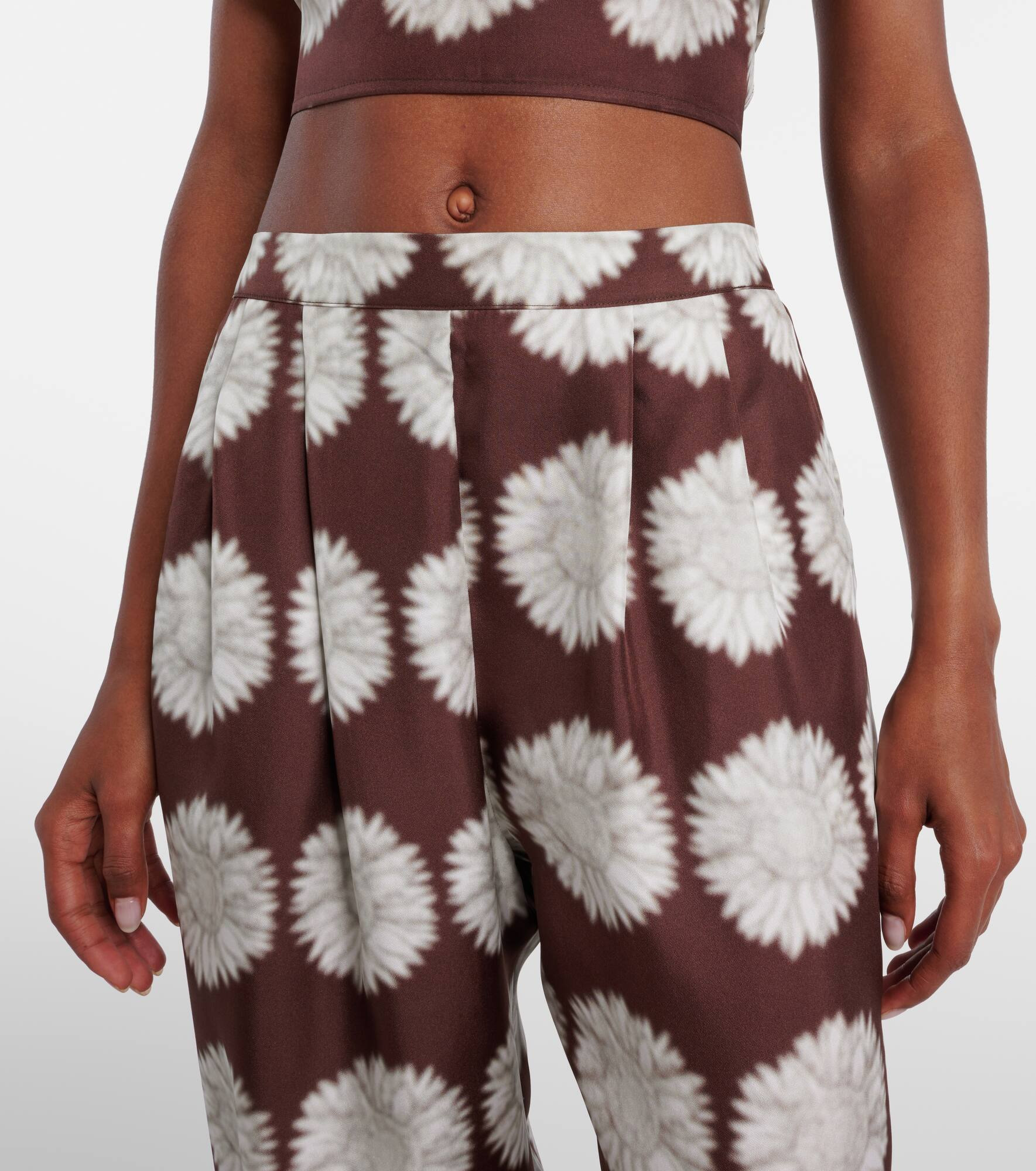 Isola floral silk twill wide-leg pants - 4