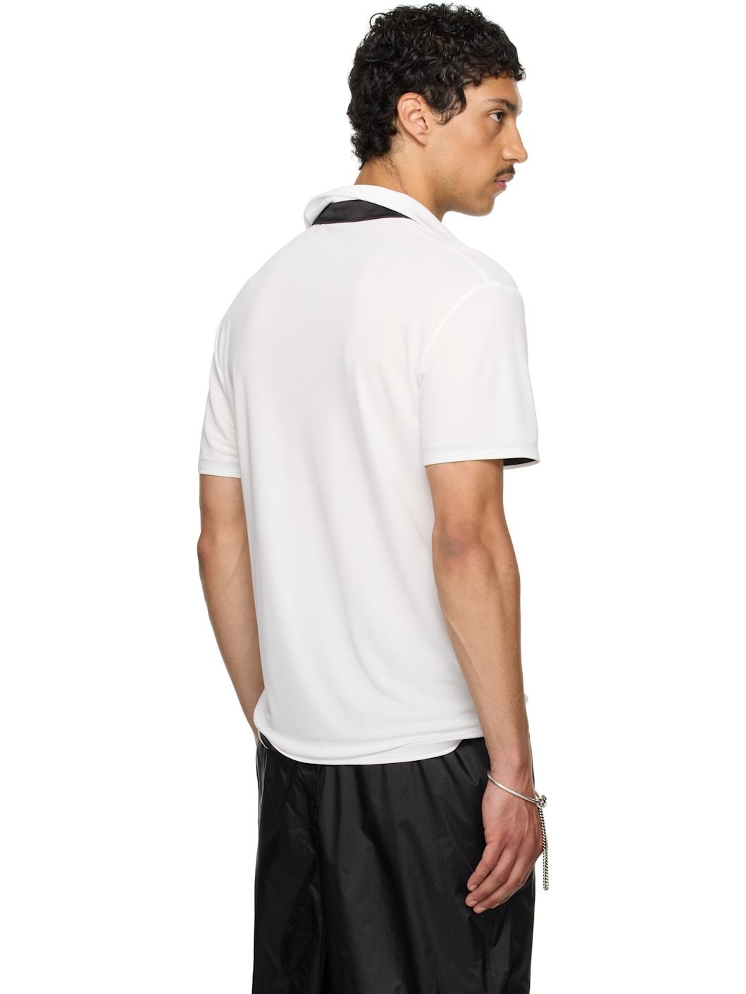 SSENSE Exclusive White Satin Strip Polo - 3