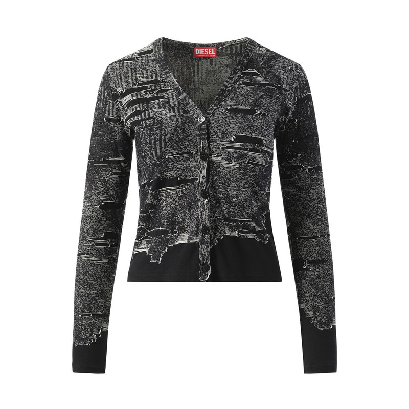 Diesel Distressed Knit Cardigan in Black outlook