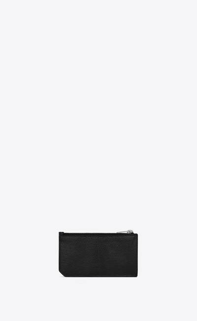 SAINT LAURENT fragments zipped card case in lizard outlook