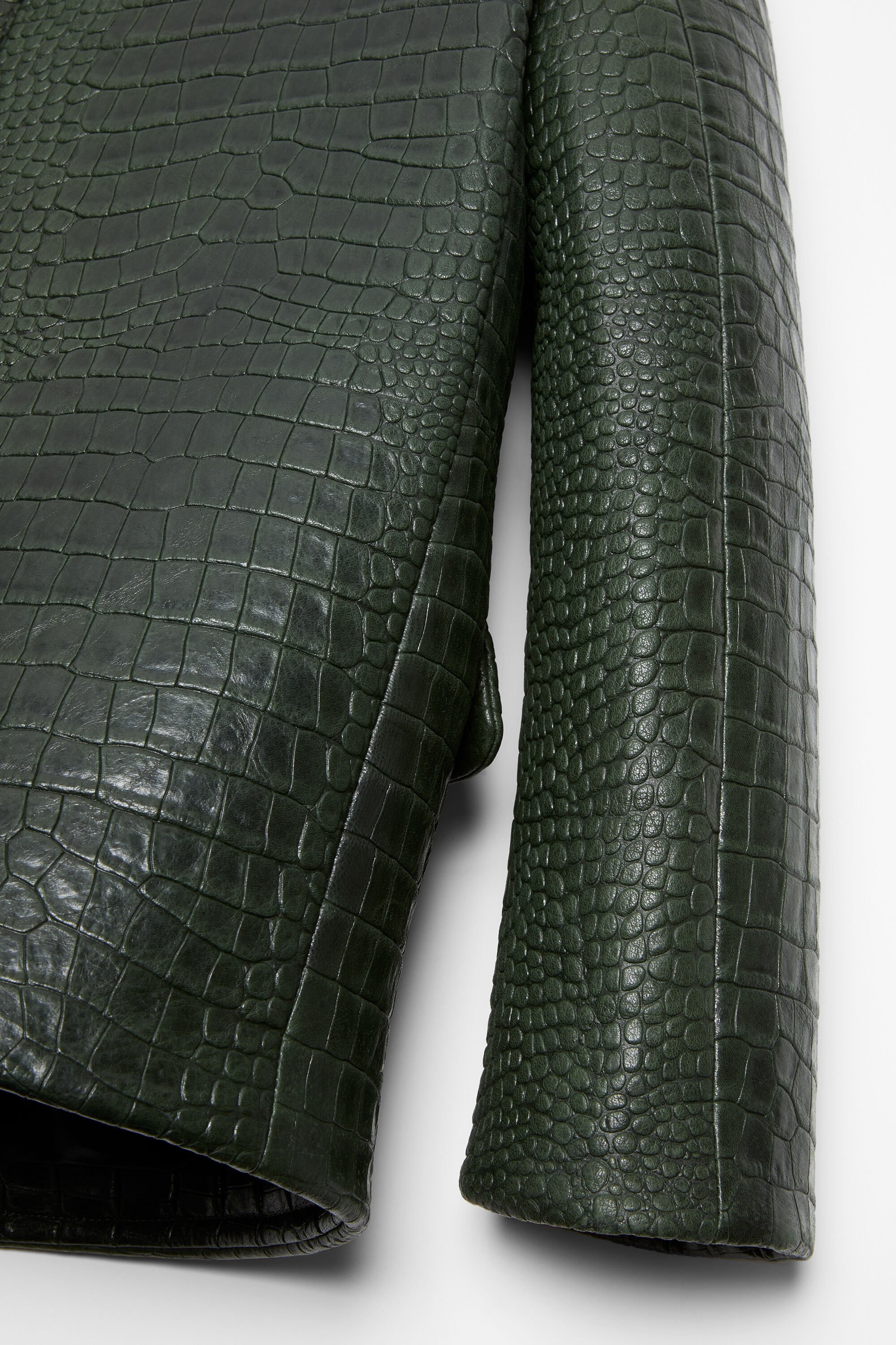 Leather bonded jacket - Dark green - 7