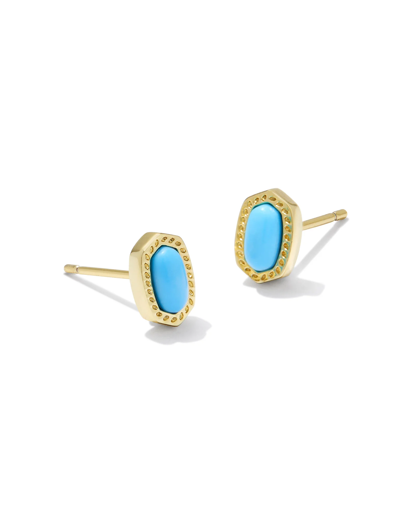Mini Ellie Gold Stud Earrings in Turquoise Magnesite - 1