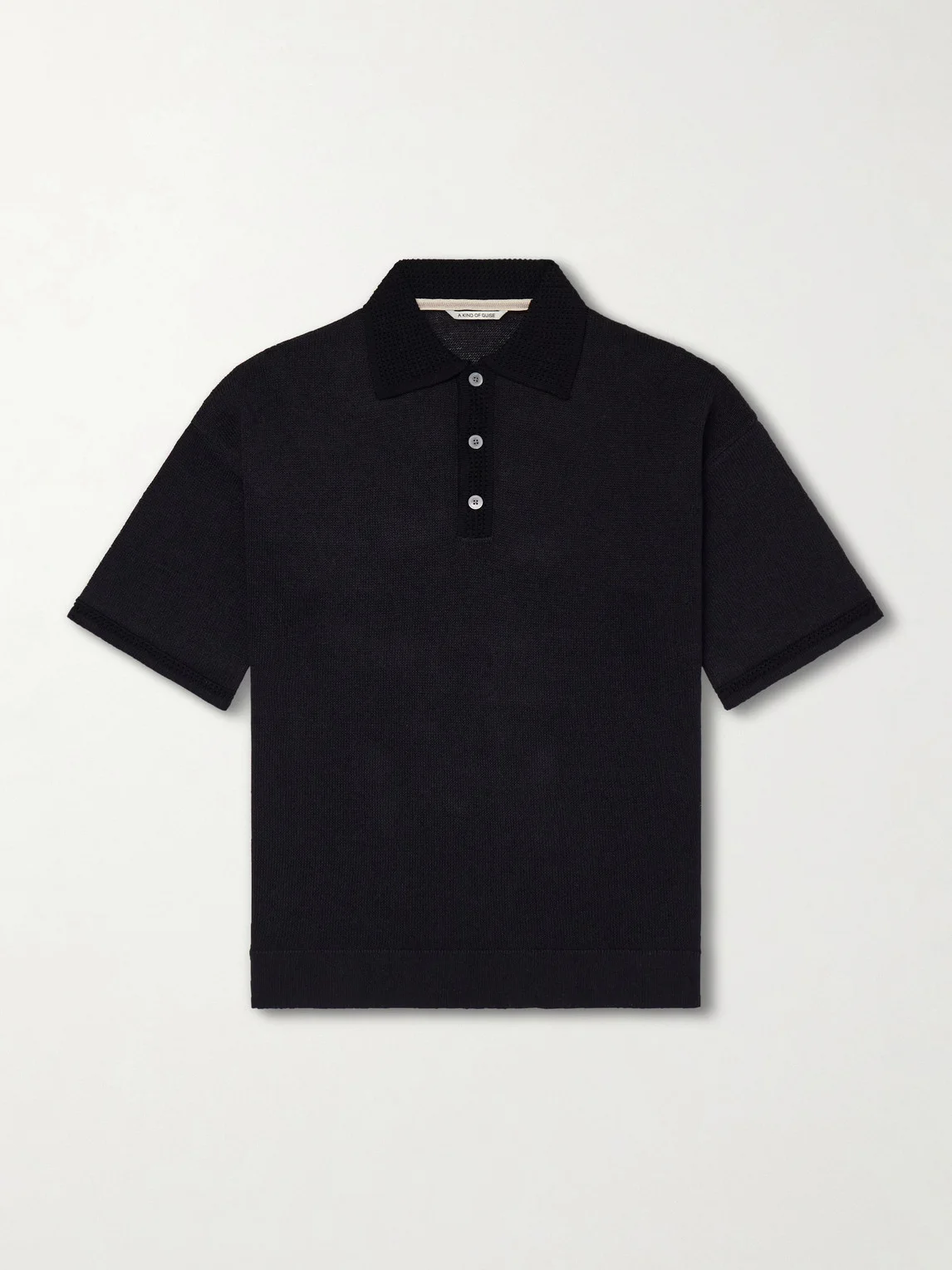 Open-Knit Organic Cotton and Linen-Blend Polo Shirt - 1