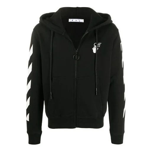 Off-White Hands Arrow Hooded Coat Men's Black OMBE001F20FLE0071001 - 1