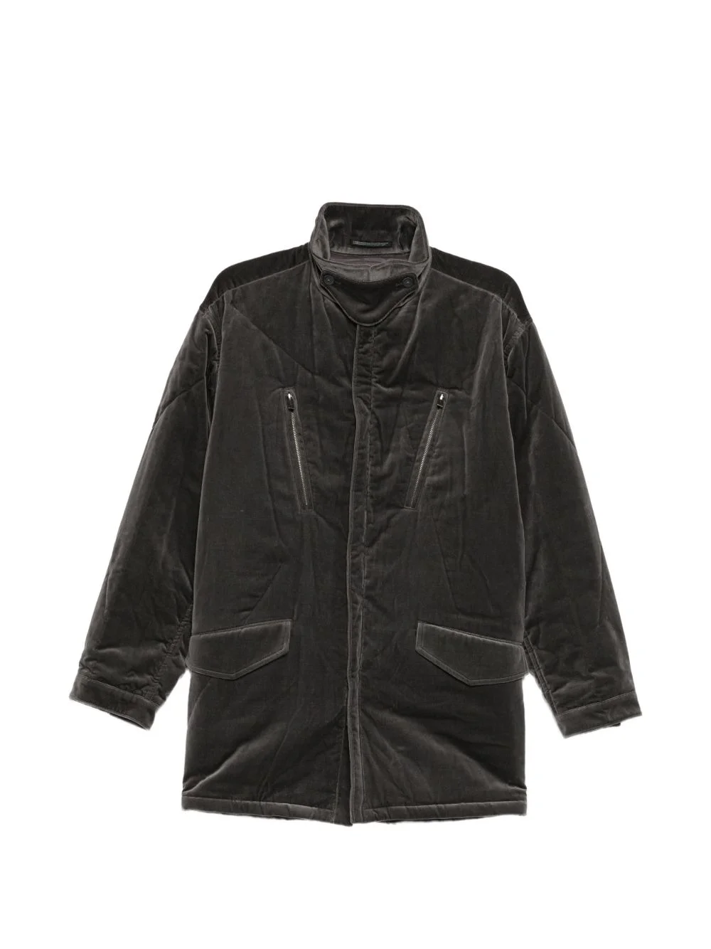 velvet padded jacket - 1