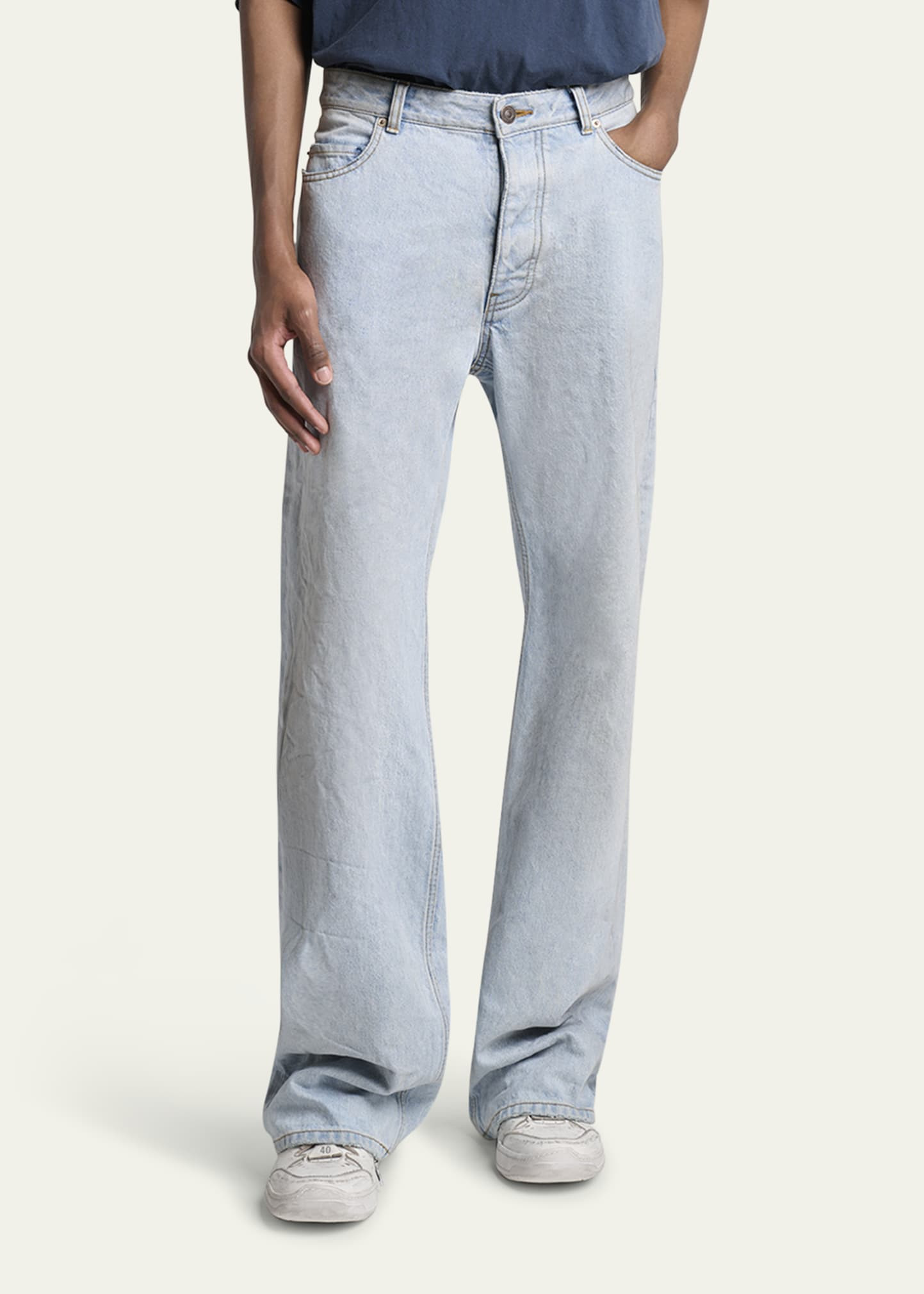 Men's Distressed Denim Relaxed-Fit Jeans - 4