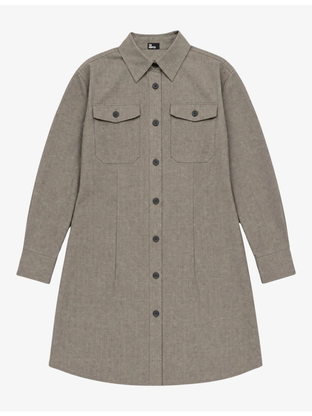 Collared Button-Down Wool-Blend Shirt Dress - 1